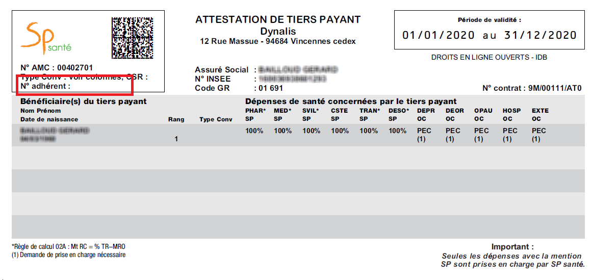Carte de tiers payant
